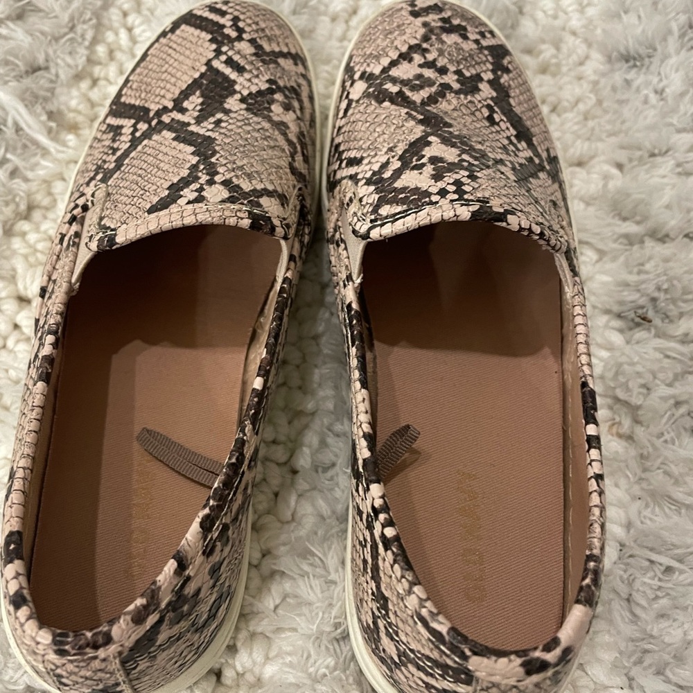 Snake skin slip on tennis shoes